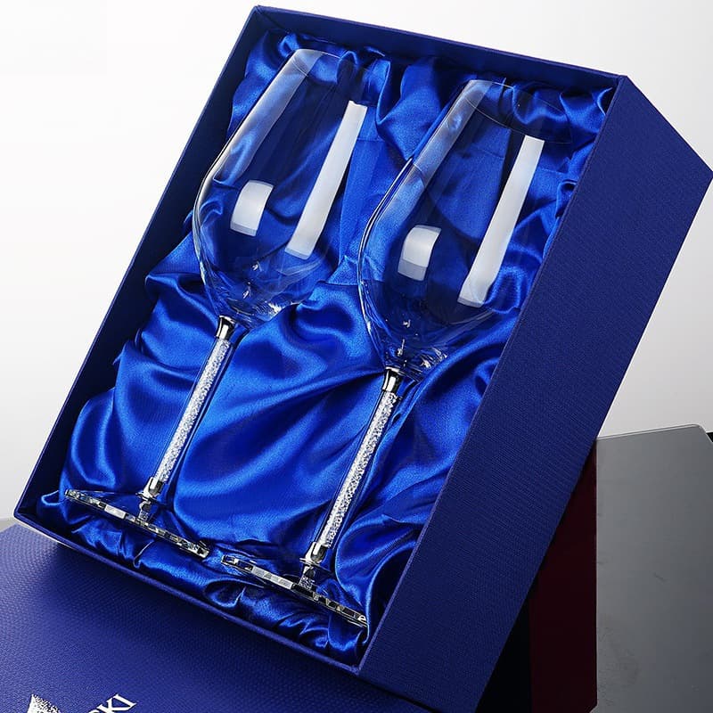 2-Piece Home Wine Glasses Set, Swarovski Gift Box, Crystal Grape Tulip Glasses