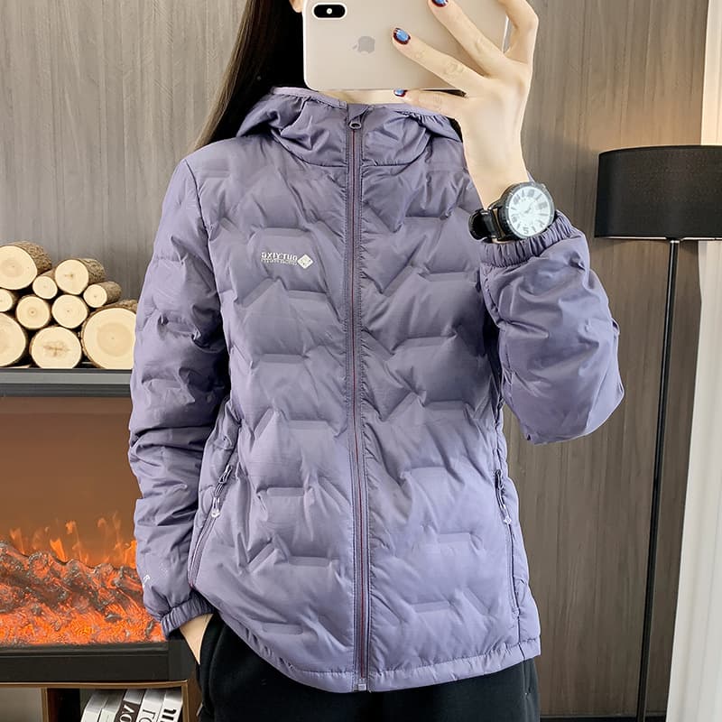 Duck Down Jacket Winter Women's Outdoor Casual Windproof Warm Cotton Hooded Heating Padded Coat 8222