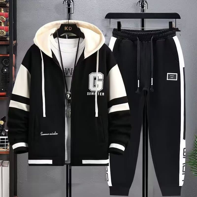 Spring Autumn Men's Hoodie Set Trendy Loose Large Size Jacket Baseball Sportswear Youthful Ensemble Comfortable Streetwear