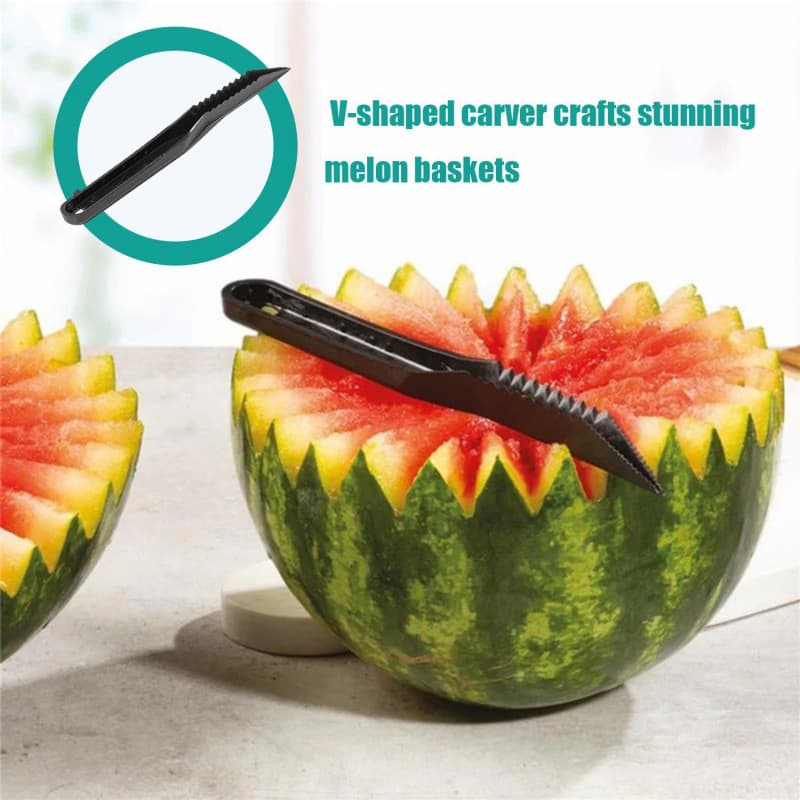 Piranha V-Shaped Decorating Knife - Serrated Pattern Cutter for Artistic Fruit & Vegetable Slicing