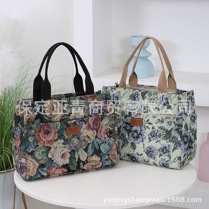 New handbag, large capacity utility bag, lunch bag for work, mommy bag, fashionable handbag, knitted jacquard