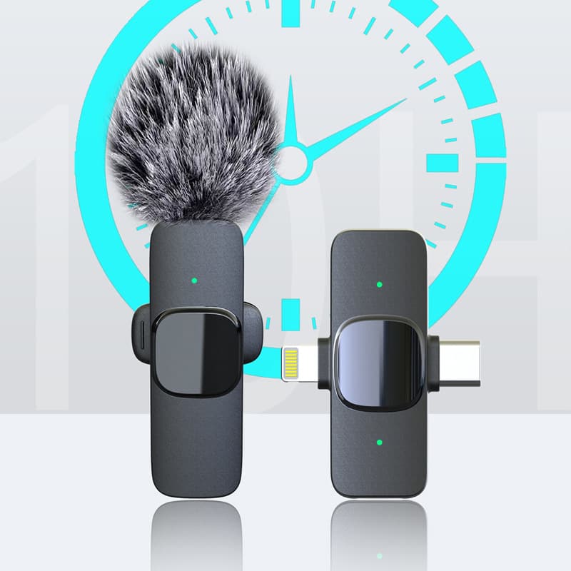 New K25 2-in-1 Wireless Lavalier Microphone for Live Streaming Vlog Noise Reduction Compatible with Apple Type-C