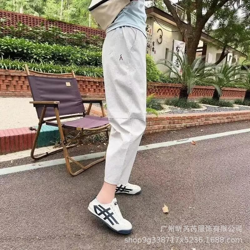 Harlan nine-point balloon pants for women 2025 summer new large size fat mm loose slimming quick-drying sports casual pants