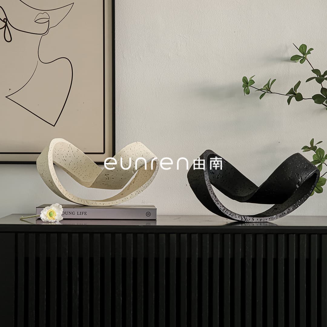 Modern Light Luxury Creative Art Resin Geometric Ring Ornament, Faux Travertine Decor for Entryway, Living Room, TV Stand