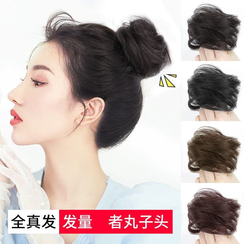 Bouncy Synthetic Hair Ball Head Hair Circle Wig Flower Elastic Straight Circle Headband Fluffy