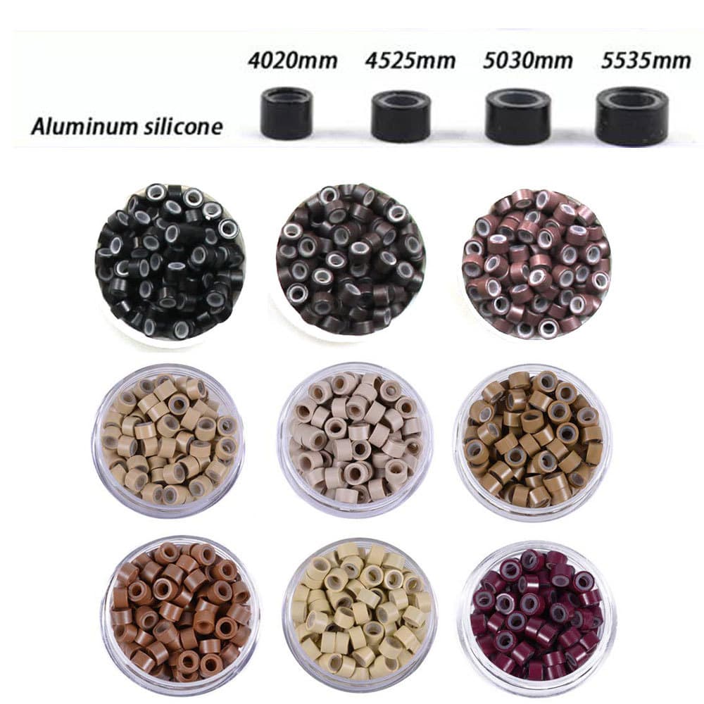1000 pcs/bottle Micro Ring Beads High Quality Hair Extension Silicone Rings 4.0mm 4.5mm 5