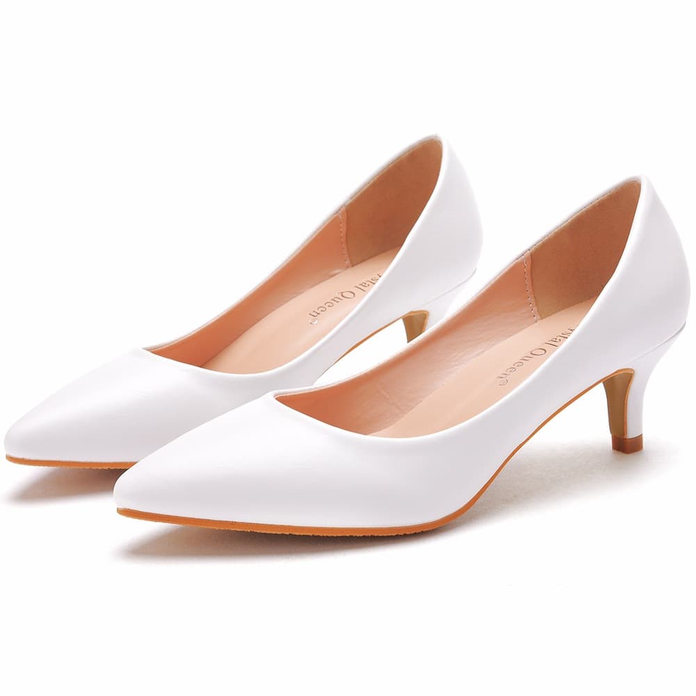 5cm Low-Cut Pointed Toe Shoes Low Heel Mid Heel Shoes Low-Cut Professional White High Heels Commuter Workplace Women's Shoes