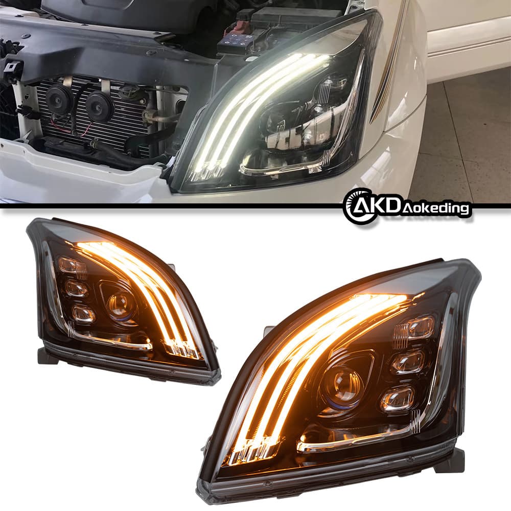 For 03-09 Old Prado Headlight Assembly Toyota Land Cruiser FJ120 Modified LED Headlight Daytime Running Light