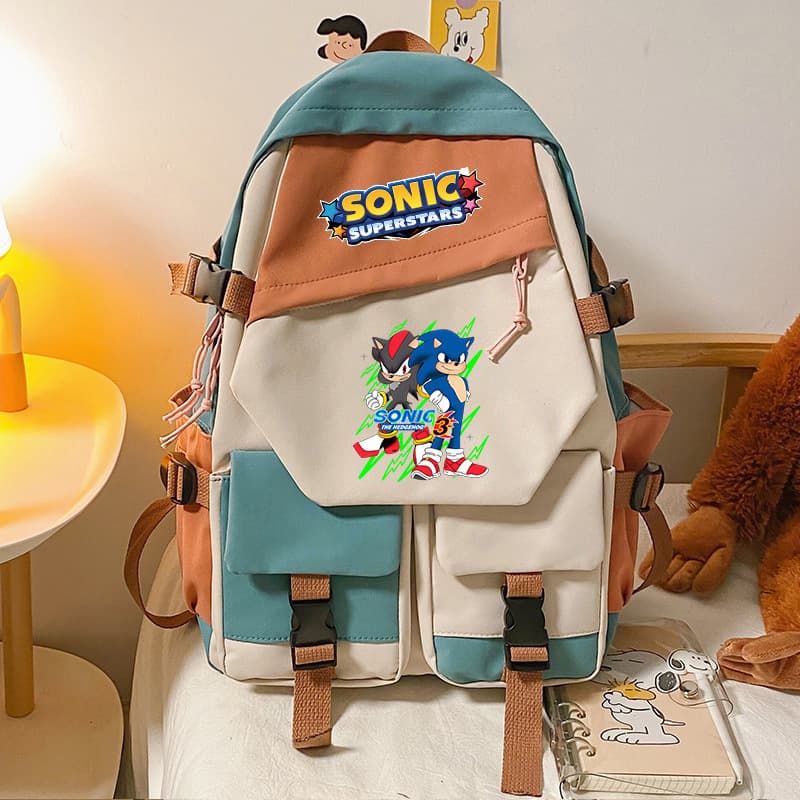 New Cartoon Anime Sonic the Hedgehog Outdoor School Backpack for Students