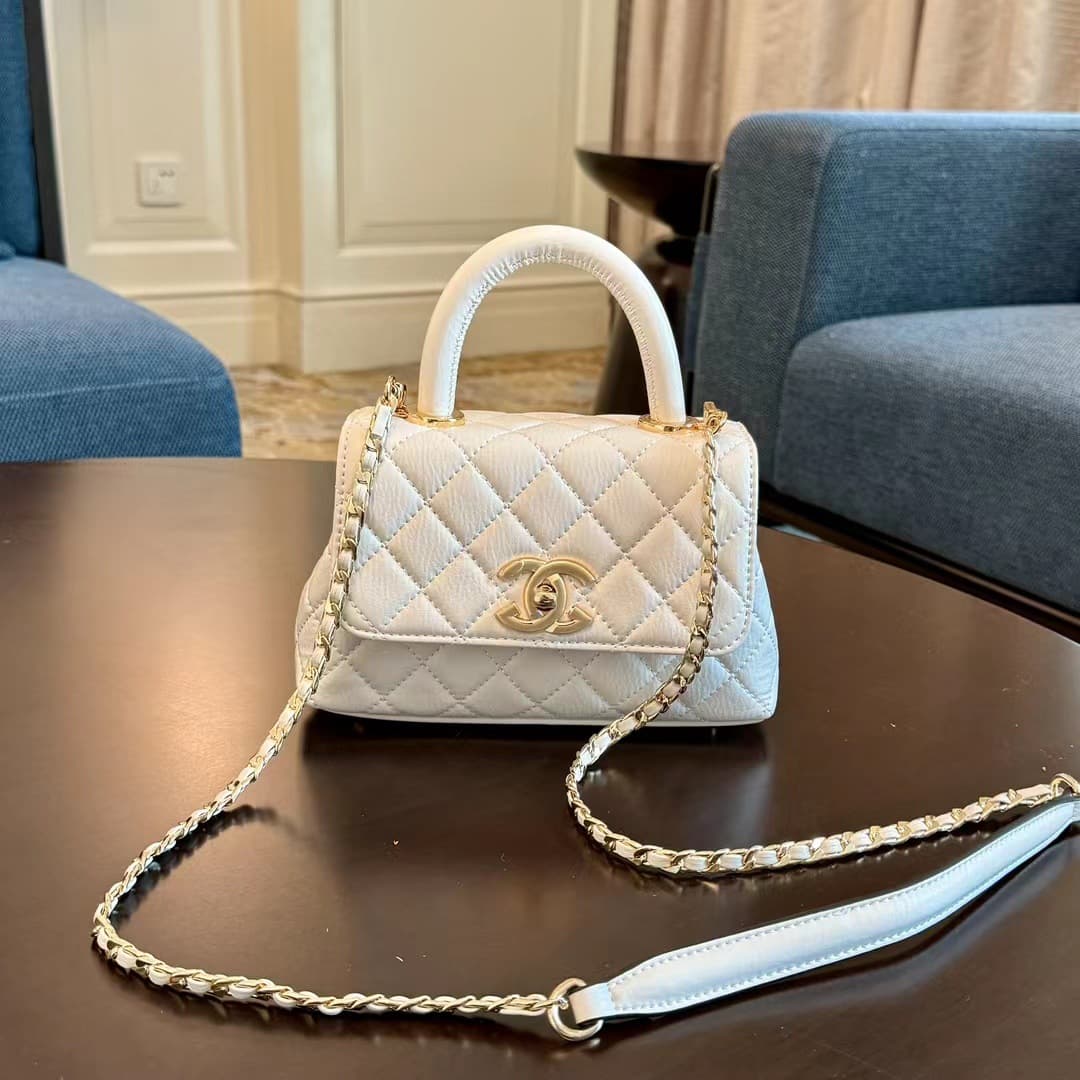 Genuine Leather Chanel-Style Quilted Chain Bag, Chic Handbag New Women's Bag, Fashionable Shoulder Bag, Versatile Crossbody Bag