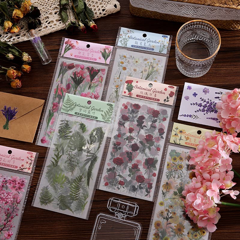 Zhongli Xunhua PET Flower Sticker Pack Literary Plant Journal DIY Decorative Material Small Pattern Phone Case Stickers