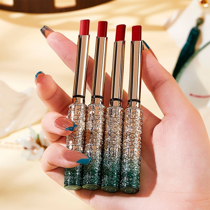 Yuli Yula Qinghe Yun Slim Tube Lipstick Matte Velvet Chinese Style Lipstick Long-Lasting Non-Fading Non-Stick Cup Drop Shipping