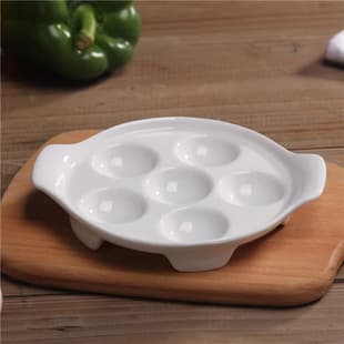 Creative Double-Ear Tea Egg Dish Ceramic Meatball Plate Snail Plate Roasted Snail Plate Steamed Egg Plate Baking Dish Hotel Restaurant Tableware
