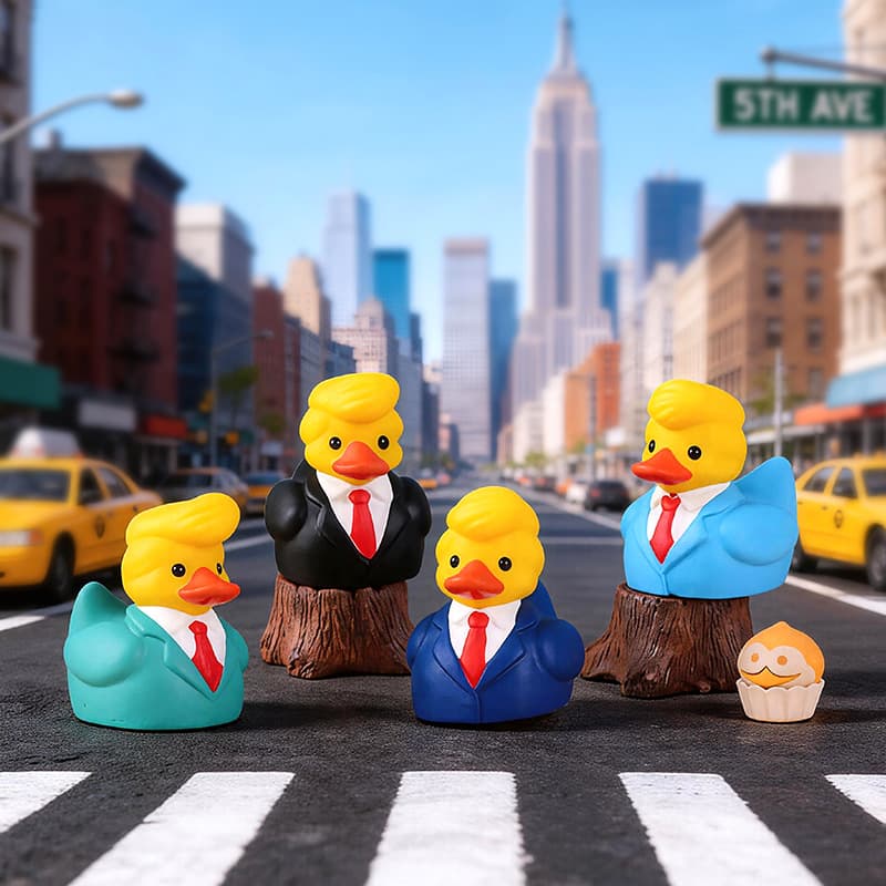 Character Styled Professional Yellow Duck Car Mini Ornament Resin Craft Decoration Creative Trendy Figurine Desktop Decor