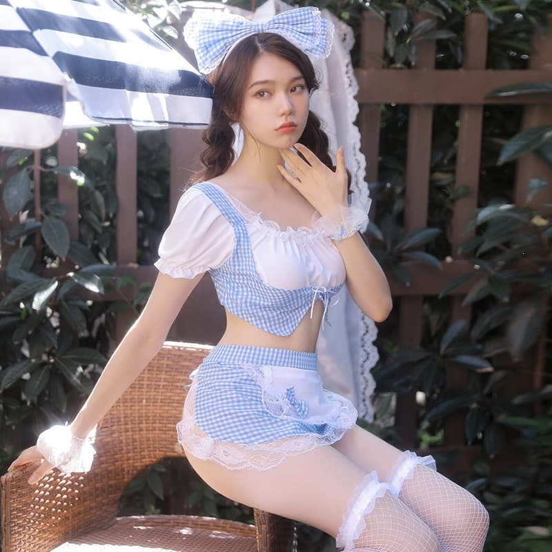 Linzhi Costume Lingerie Sexy Maid Sweet Maid Dress Cute Maid Outfit Kitchen Maid Sexy Set Uniform