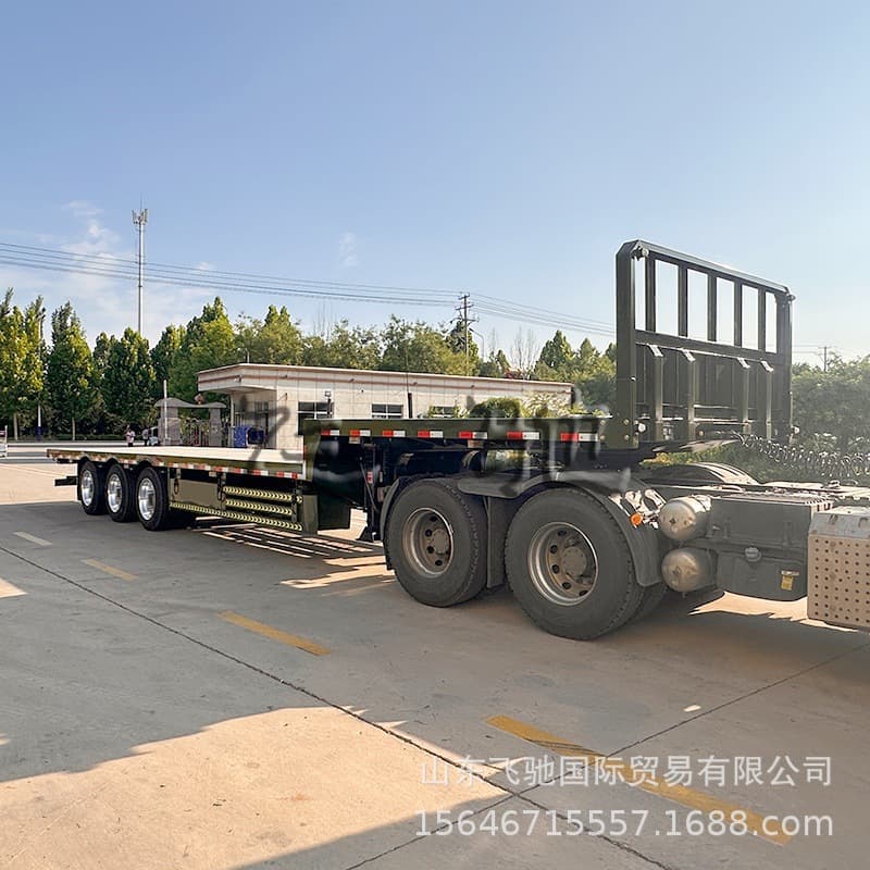 Cross-Border Export High-Low Platform Heavy Flatbed Semi-Trailer, Container Flatbed Truck, Cargo Transport Flatbed Semi-Trailer