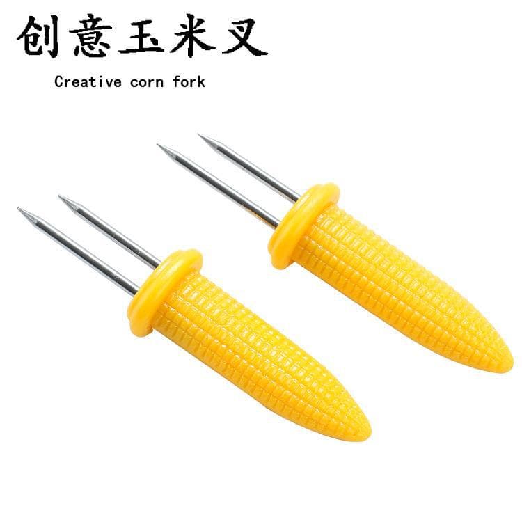 Small stainless steel corn fork creative BBQ fork, kitchen tool, outdoor BBQ tool, fruit fork.