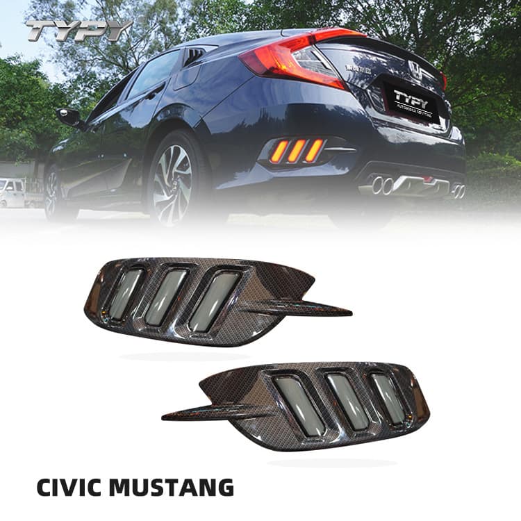 10th Gen Civic Mustang Style Rear Bumper Light LED Tail Light Bumper Warning Light for 16-19 New Civic Brake Light