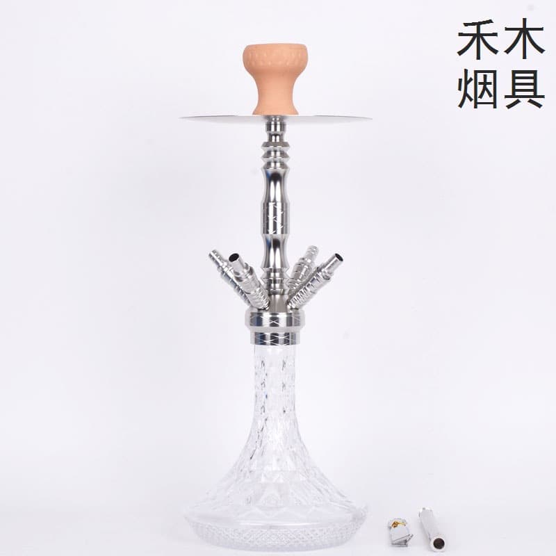 Four-tube hookah set medium brushed color mesh hookah ready stock factory shisha hookah6007