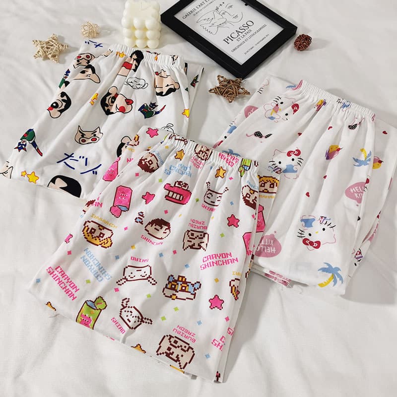 Cartoon Series" Walking Pants Women's Summer Thin Straight Leg Pants Spring and Autumn Outer Wear Loose Home Air Conditioning Long Pants