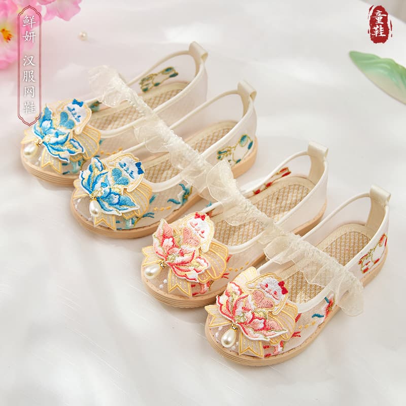 Vintage Artistic Sandals Hanfu Shoes Ancient Sandals Summer Antique Hanfu Mesh Shoes Fairy Embroidered Shoes Slope