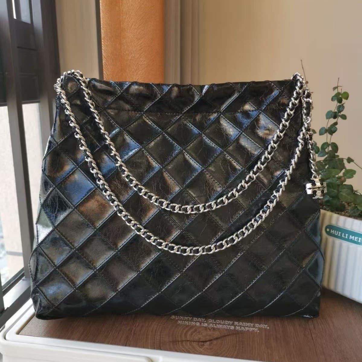 Sheepskin Chain Shopping Bag Shoulder Bag TB Women's Bag Fashion Denim Hobo Bag Versatile Diamond Pattern Garbage Bag