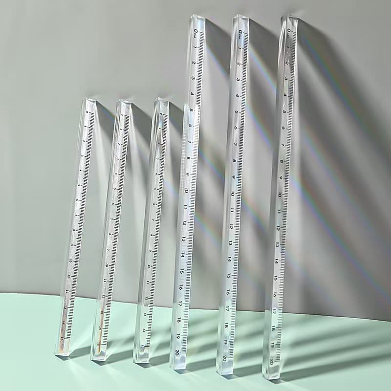 Small fresh and simple transparent triangular ruler middle school students three-dimensional triangulation ruler three-dimensional scale 15cm ruler