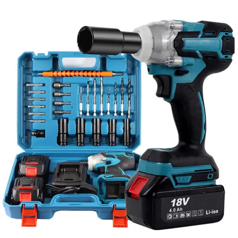 Makita Blue High Power Brushless Electric Wrench, Rechargeable Scaffolding Woodworking Electric Screwdriver Impact Wrench