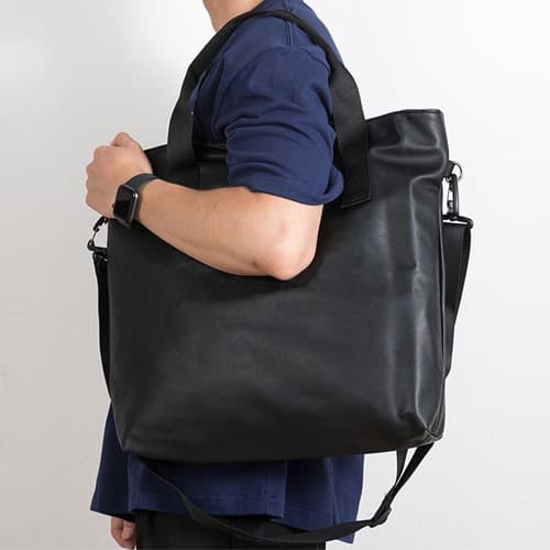 American version of trendy design leather material tote bag for men and women, shoulder bag, college student book laptop bag 16 British