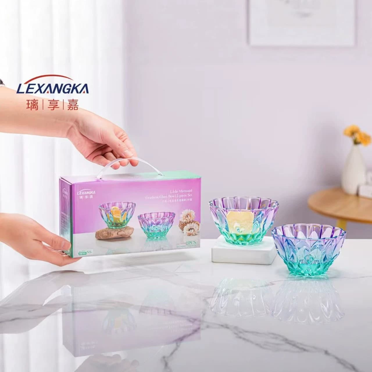 Lixiangjia Little Mermaid Color-Changing Bowl 2-Piece Set XMRBSW-L2 Glass Bowl Dinnerware Set Promotional Gift