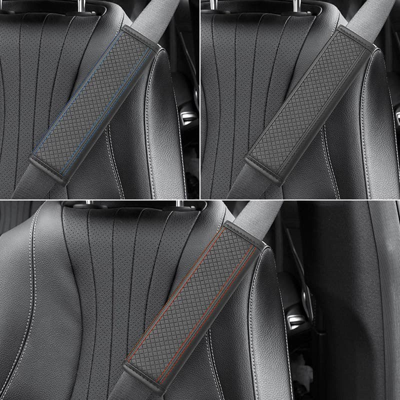 Car Seat Belt Shoulder Cover Four Seasons Universal Car Safety Belt Protection Embossed Leather Car Shoulder Cover Decoration