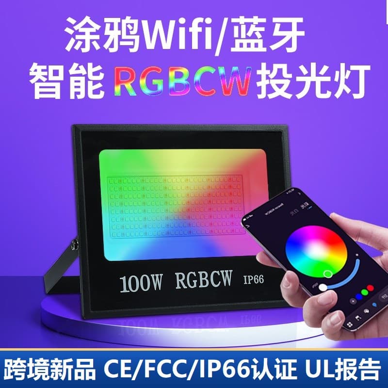 Cross-border Graffiti Smart WiFi Bluetooth RGBCW Color Floodlight Outdoor Lighting Garden Tree LED Floodlight
