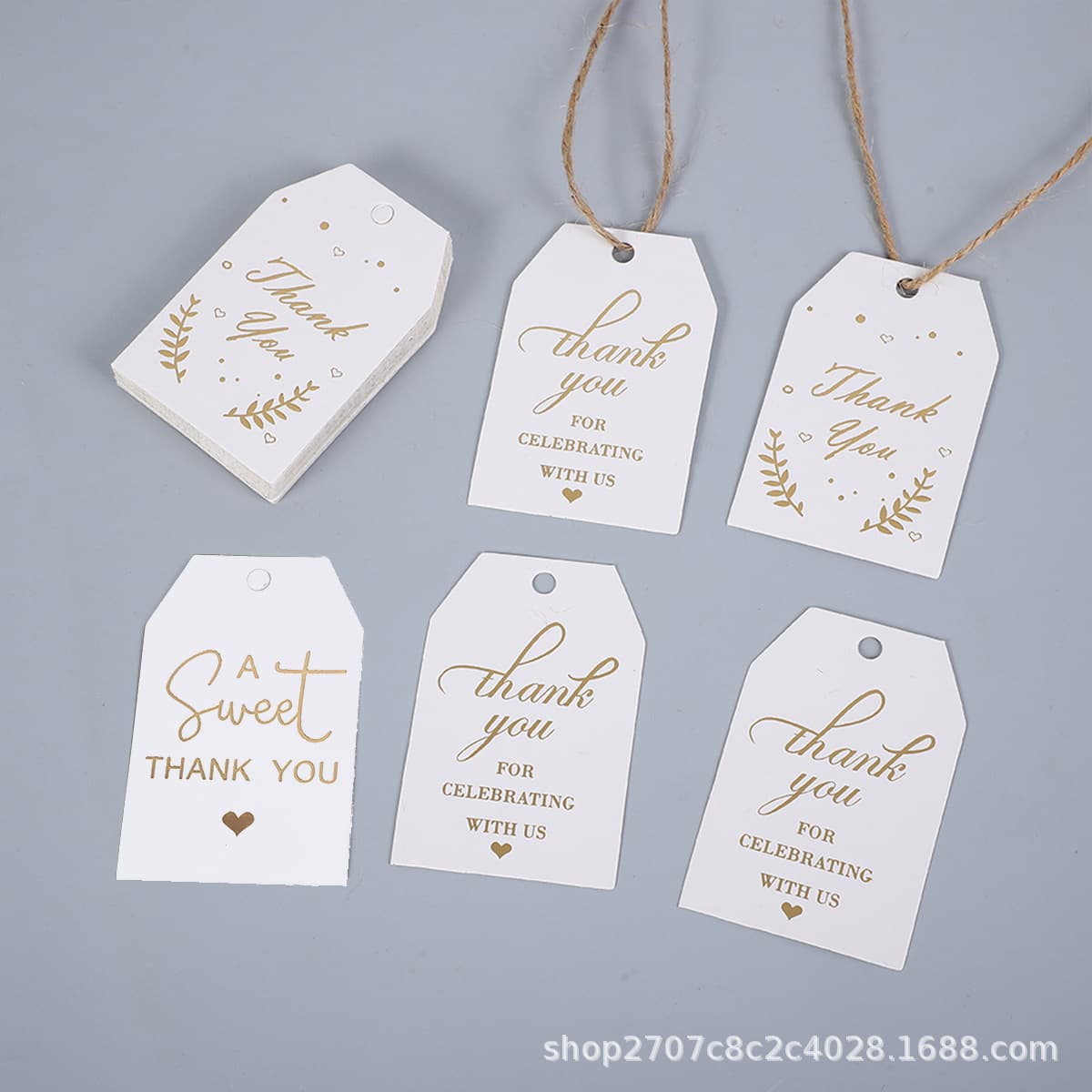 Customized hot stamping white card label tag souvenir card gift decoration small tag thankyou thank you card