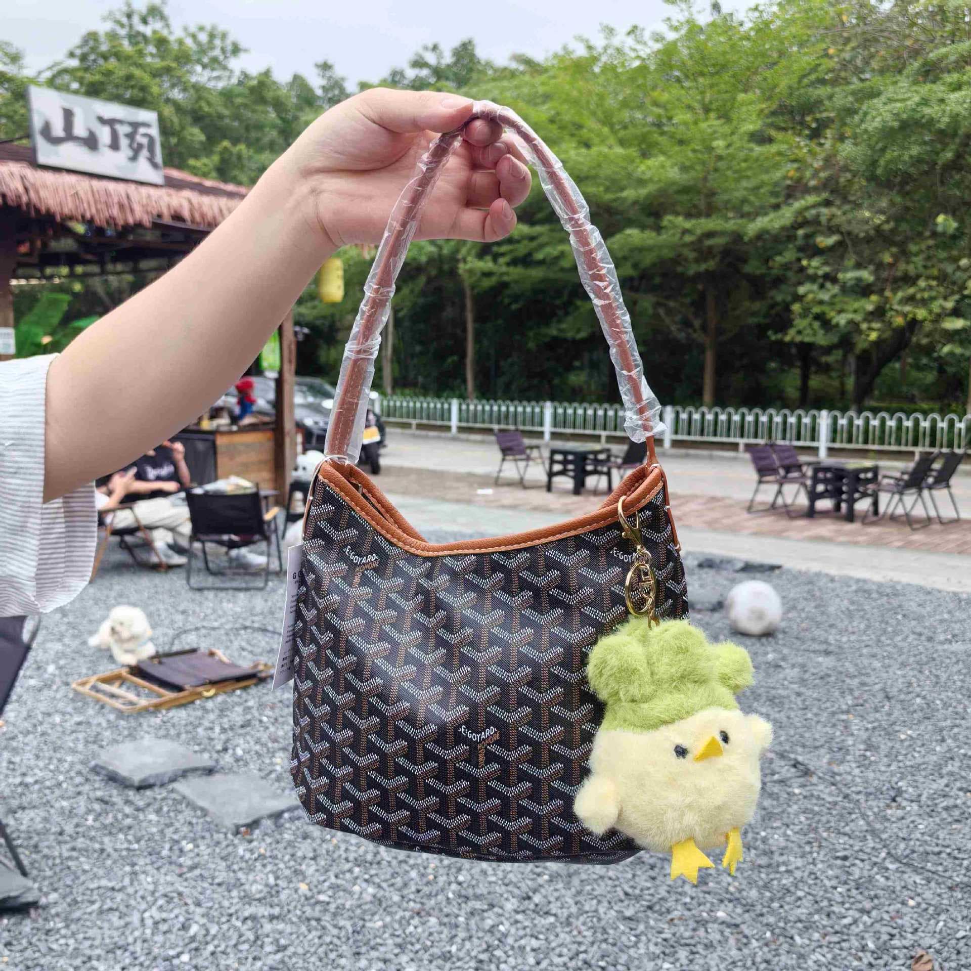 Goya Mini HOBO Dog-Tooth Bag Shopping Tote Commuter Parent-Child Bag Cotton Linen Export Shoulder HOBO Mini Underarm