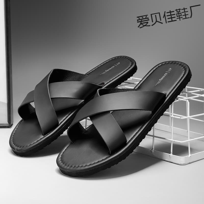 Cross-Strap Slippers for Men, Cross-Border Soft-Soled Summer Slippers, Non-Slip Men's High-End Beach Shoes for Outdoor Wear