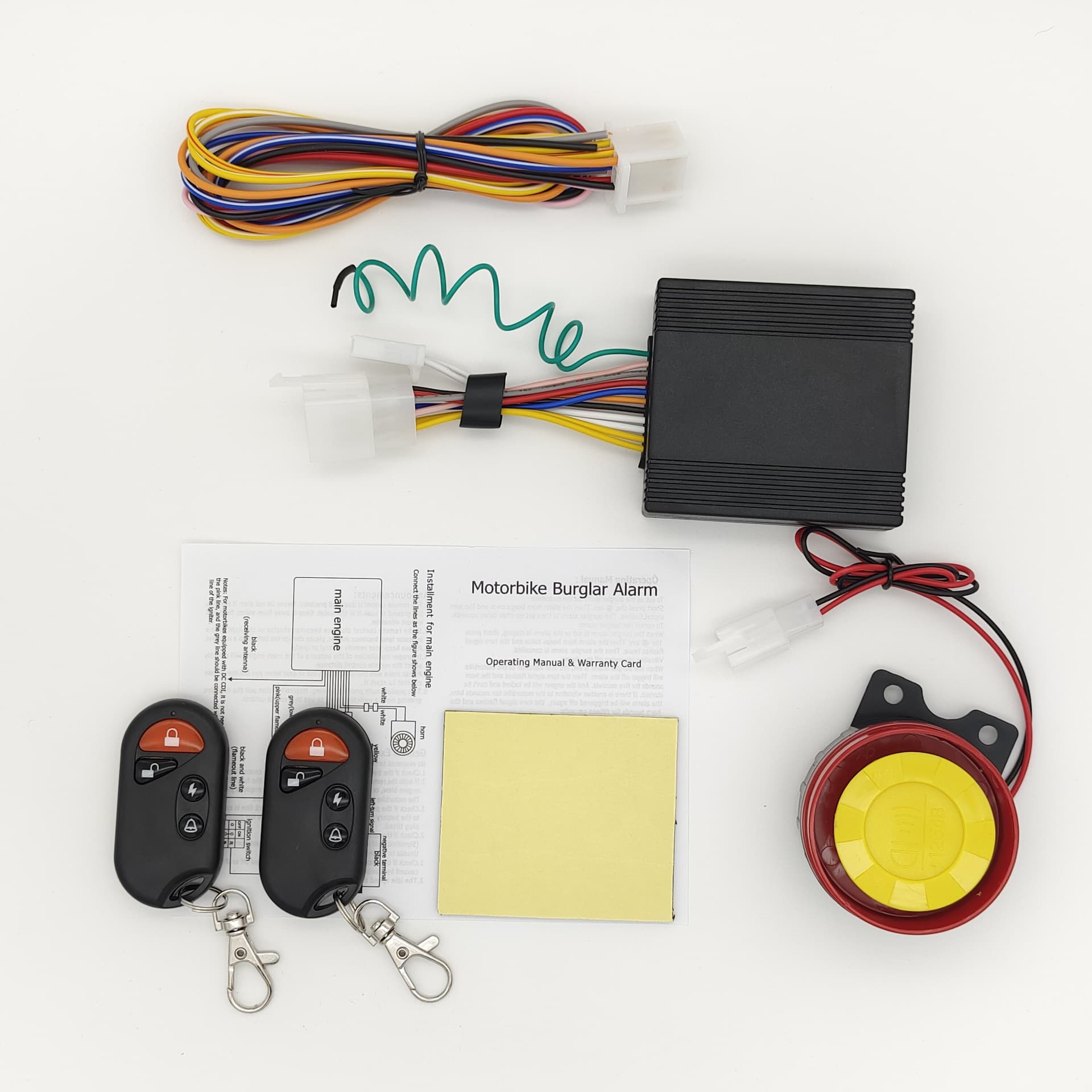 Motorcycle Alarm System Anti-Theft Alarm Motorcycle Parts with Electric Start, Electric Kill Switch, Waterproof Remote Control, Dual Flash Sensitivity