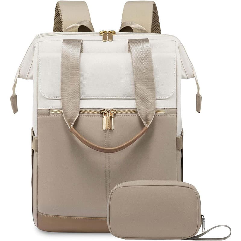 2025 New Lulu Backpack, Campus Style, Simple and Versatile Women's Bag, Fashionable Cream Color-Block School Bag