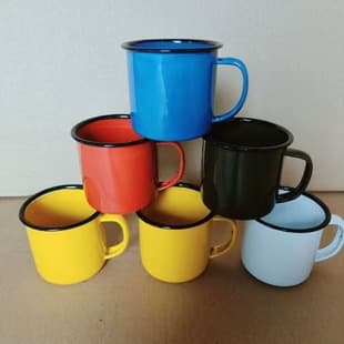 Thickened 8cm Retro Colored Coffee Cup, Old-Style Enamel Cup, Tea Mug, Colored Enamel Mug, Factory Production Wholesale