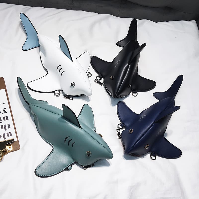 Personalized Funny Mini Bag for Women 2024 New Trendy Korean Style Mini Fashion Crossbody Shark Bag PU One-Shoulder Crossbody Bag