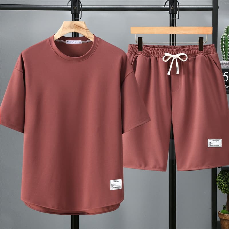 Plus Size Loose Fit Slimming Comfortable Short-Sleeve Set for Men (330 lbs), Summer Style, Shorts & T-Shirt