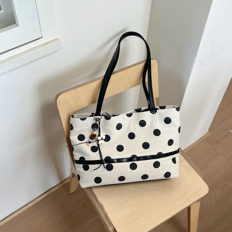 Trendy Polka Dot Shoulder Bag, Cross-Border Hit Product, Black and White Polka Dot Shoulder Bag, High-Value Handbag, Women's Polka Dot Crossbody Bag