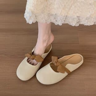 Flat Heel Closed Toe Half Slippers Women New Spring Summer Pregnant Women Lazy Half Slippers Gentle Evening Slippers