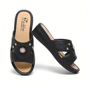 New Fashion Trendy Women's Wedge Sandals with One Strap, Suitable for Outdoor Wear, Comfortable Soft Beach Non-Slip Round Toe Open Toe Women's Sandals