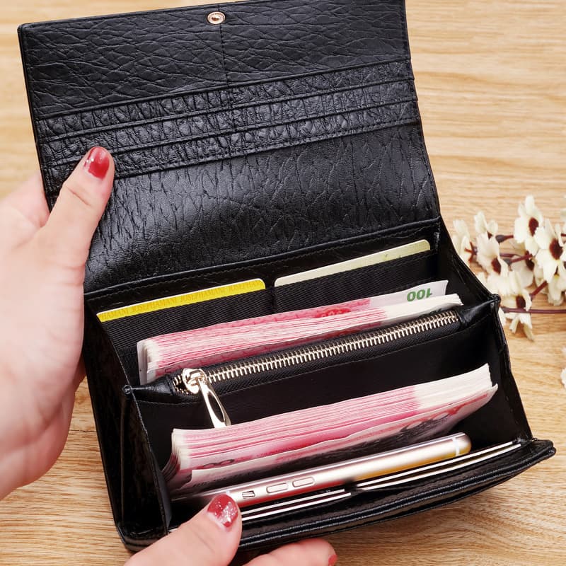 Cross-Border 2026 New Model Women's Wallet, Long Style, Genuine Leather, Fashionable Multi-Card Slot Wallet, Multifunctional Wallet