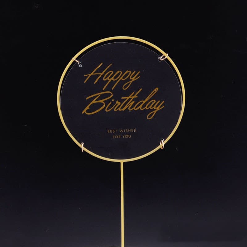 Happy Birthday Transparent Acrylic Iron Art Round Wreath Little Fairy Birthday Cake Decoration Insert