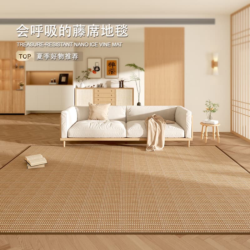 Cooling Mats, Carpets for Living Room, Bedroom, Balcony, Bedside, Bay Window, Summer Rattan Mats, Crawling Tatami Mats, Cooling Sensation, Full Coverage