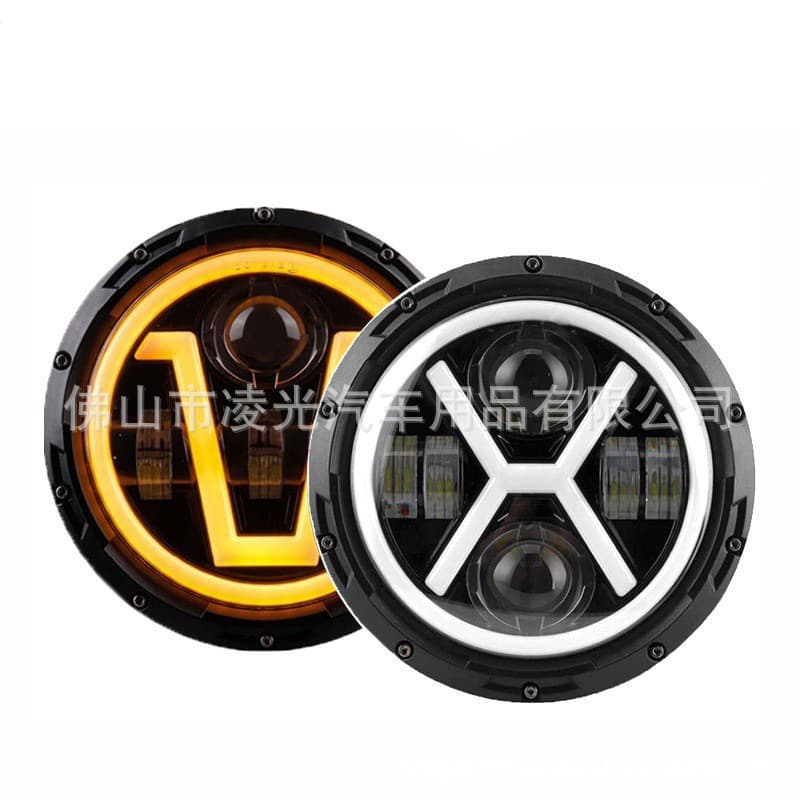 Factory Direct Sale of Wrangler 7inch Led Headlights, Harley Motorcycle Headlight Modification X-Type V-Shaped White and Yellow Light with Daytime Running Lights