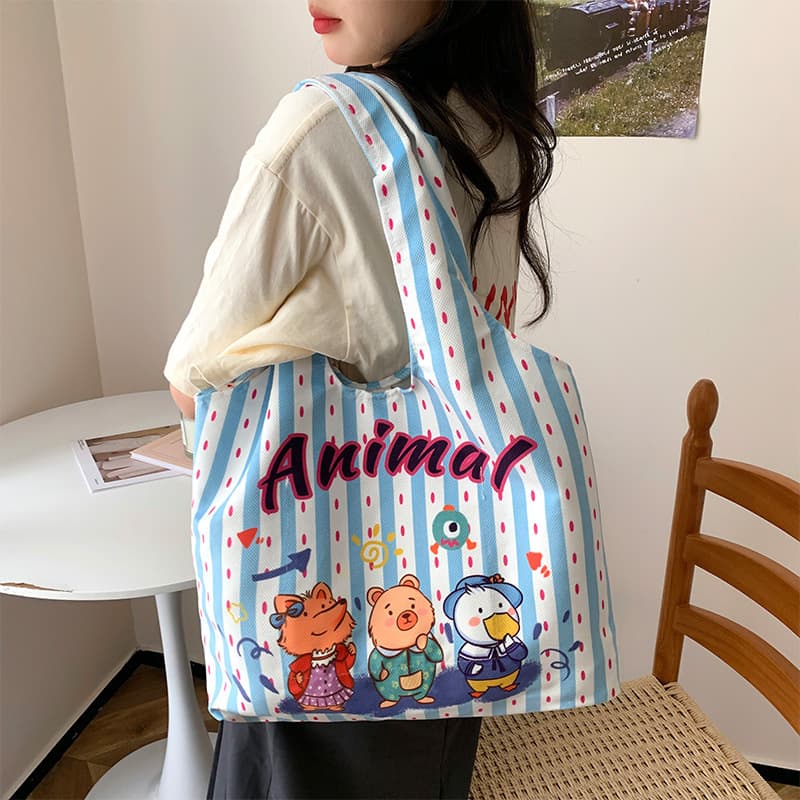 Women's Canvas Vest Bag 2025 New Floral Spring Tote Bag Student Easy-to-Match Crossbody Shoulder Bag