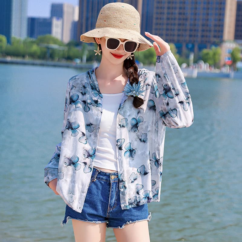 Cotton Silk Sun Protection Jacket for Women 2025 Summer Plus Size Casual Long-Sleeve Cardigan Lightweight Rayon Outerwear Top