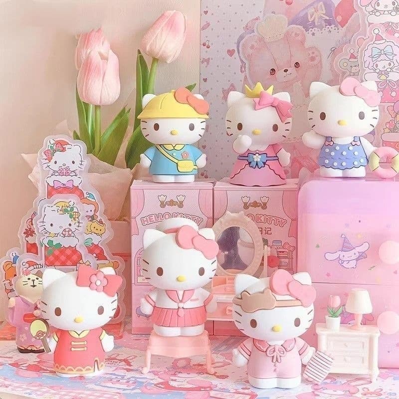 Hello Kitty Dress Up Diary Blind Box Kitty Cat Doll Doll Peripheral Desktop Ornament Toy Girl Birthday Gift